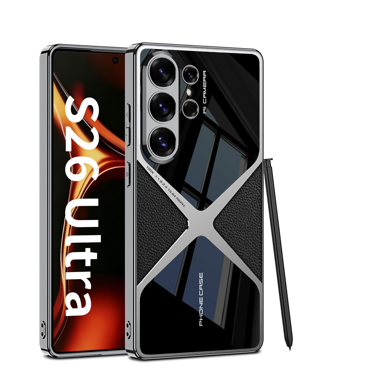 Compatible with Samsung S26 Ultra phone case 25/24U electroplated vegan leather supersonic S23U full-coverage drop-proof protective case