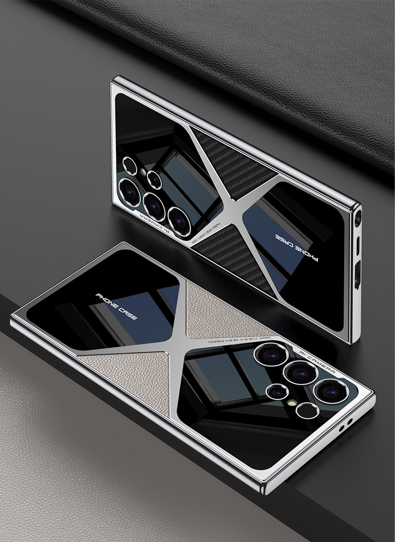 Compatible with Samsung S26 Ultra phone case 25/24U electroplated vegan leather supersonic S23U full-coverage drop-proof protective case