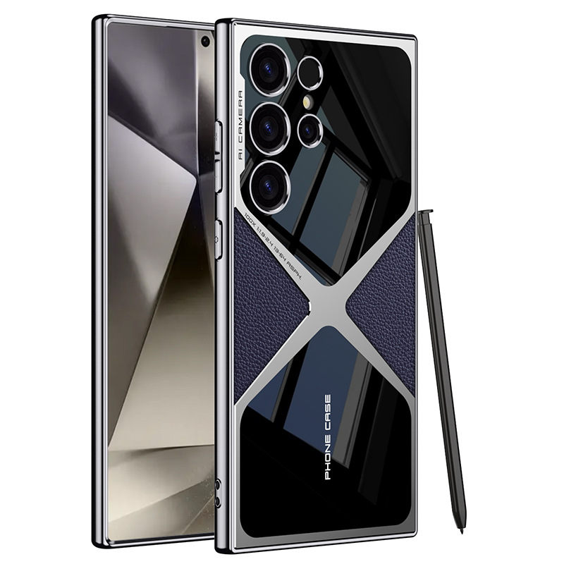 Compatible with Samsung S26 Ultra phone case 25/24U electroplated vegan leather supersonic S23U full-coverage drop-proof protective case