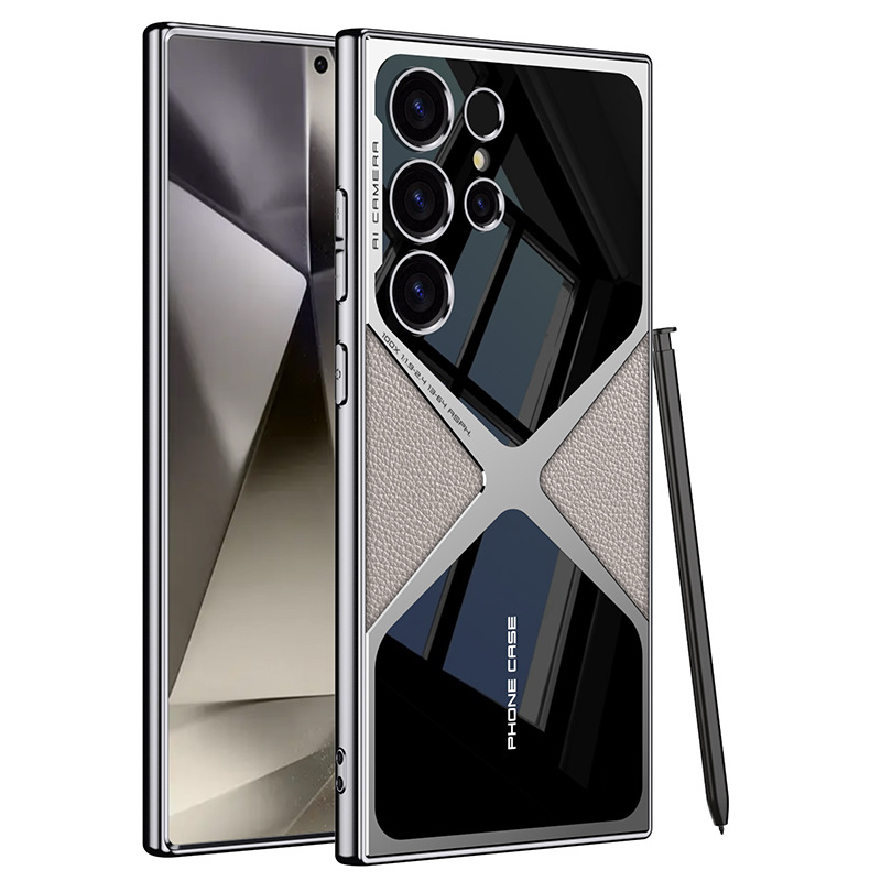 Compatible with Samsung S26 Ultra phone case 25/24U electroplated vegan leather supersonic S23U full-coverage drop-proof protective case