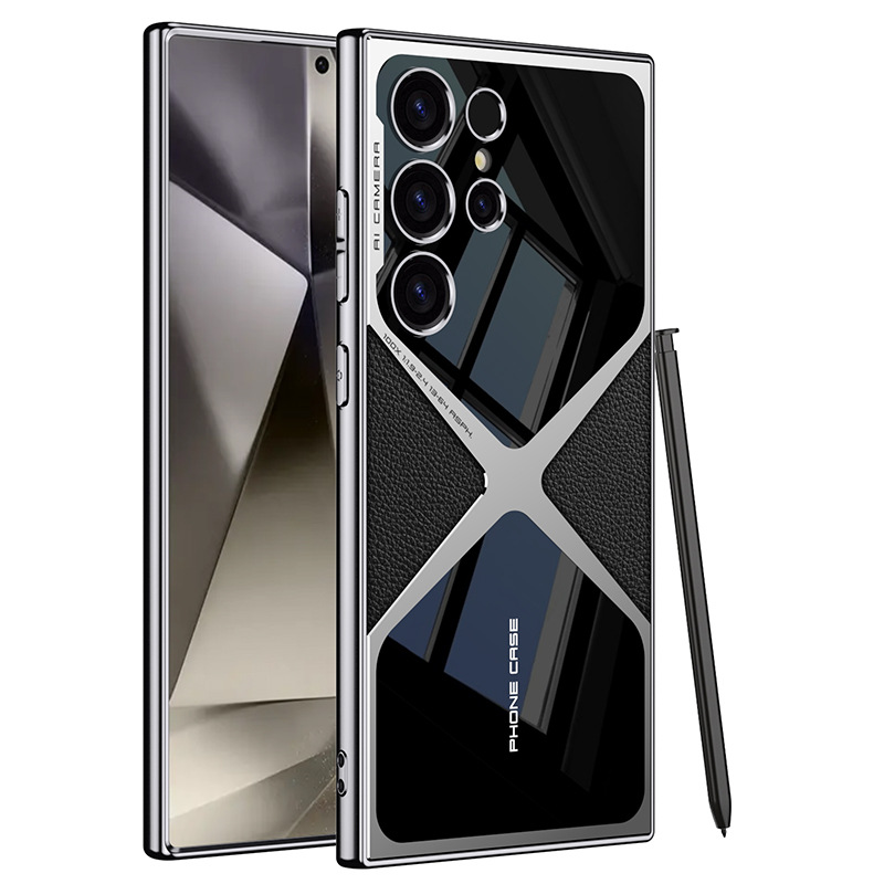 Compatible with Samsung S26 Ultra phone case 25/24U electroplated vegan leather supersonic S23U full-coverage drop-proof protective case
