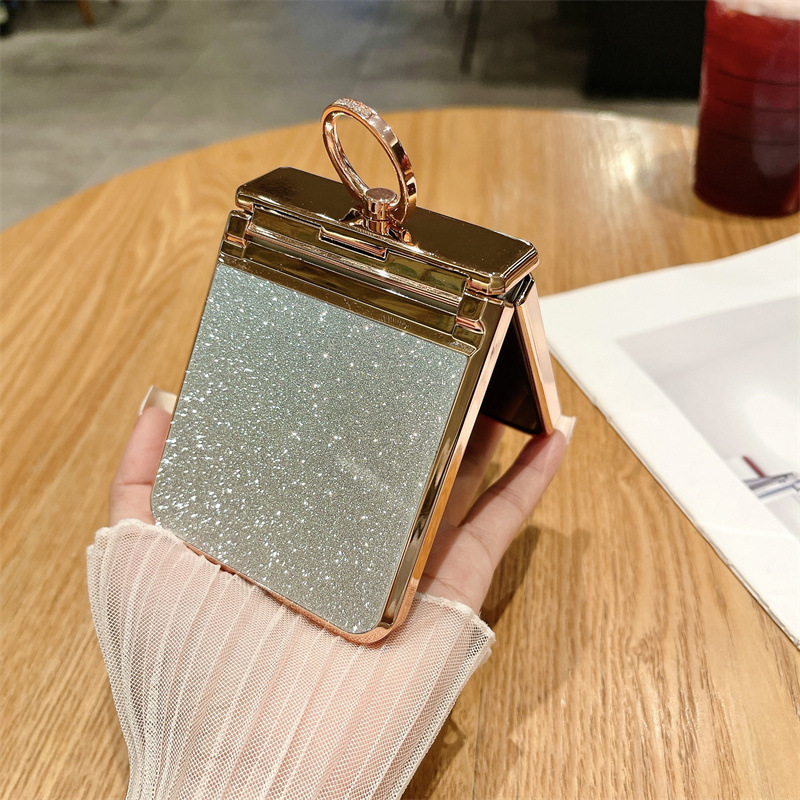 Compatible with Samsung ZFlip 8/7 phone case, 6/5 rhinestone glitter ring hinge, 4/3 folding screen, drop-proof protective case.