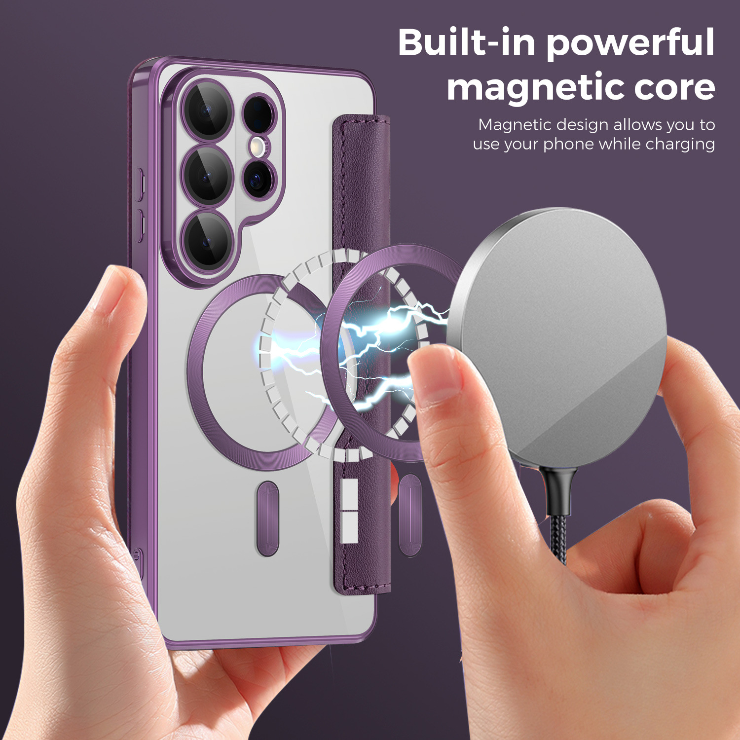 Compatible with Samsung S26 Ultra phone case A57 electroplated magnetic 36 flip leather case S25/24P shockproof protective case