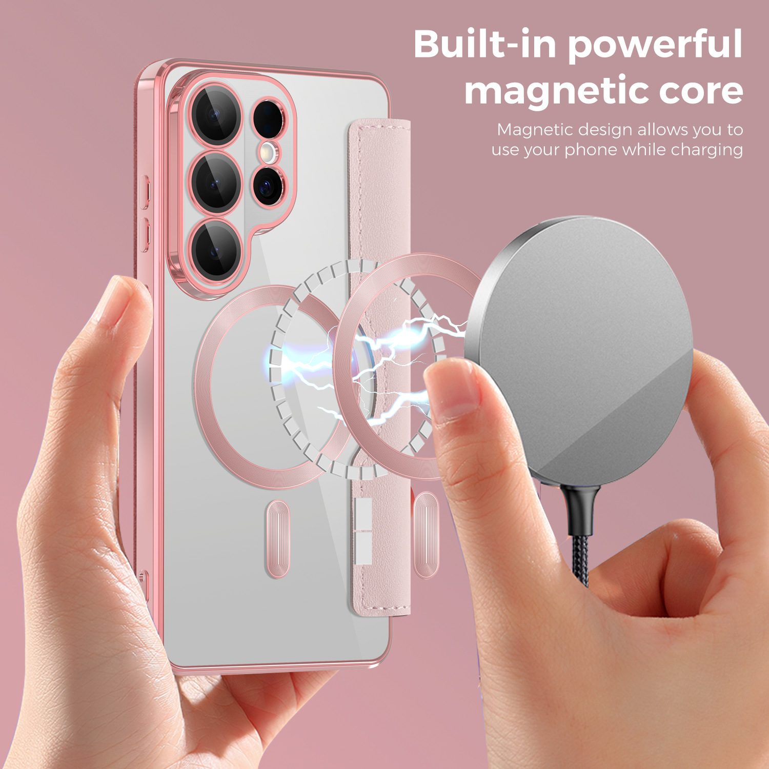 Compatible with Samsung S26 Ultra phone case A57 electroplated magnetic 36 flip leather case S25/24P shockproof protective case
