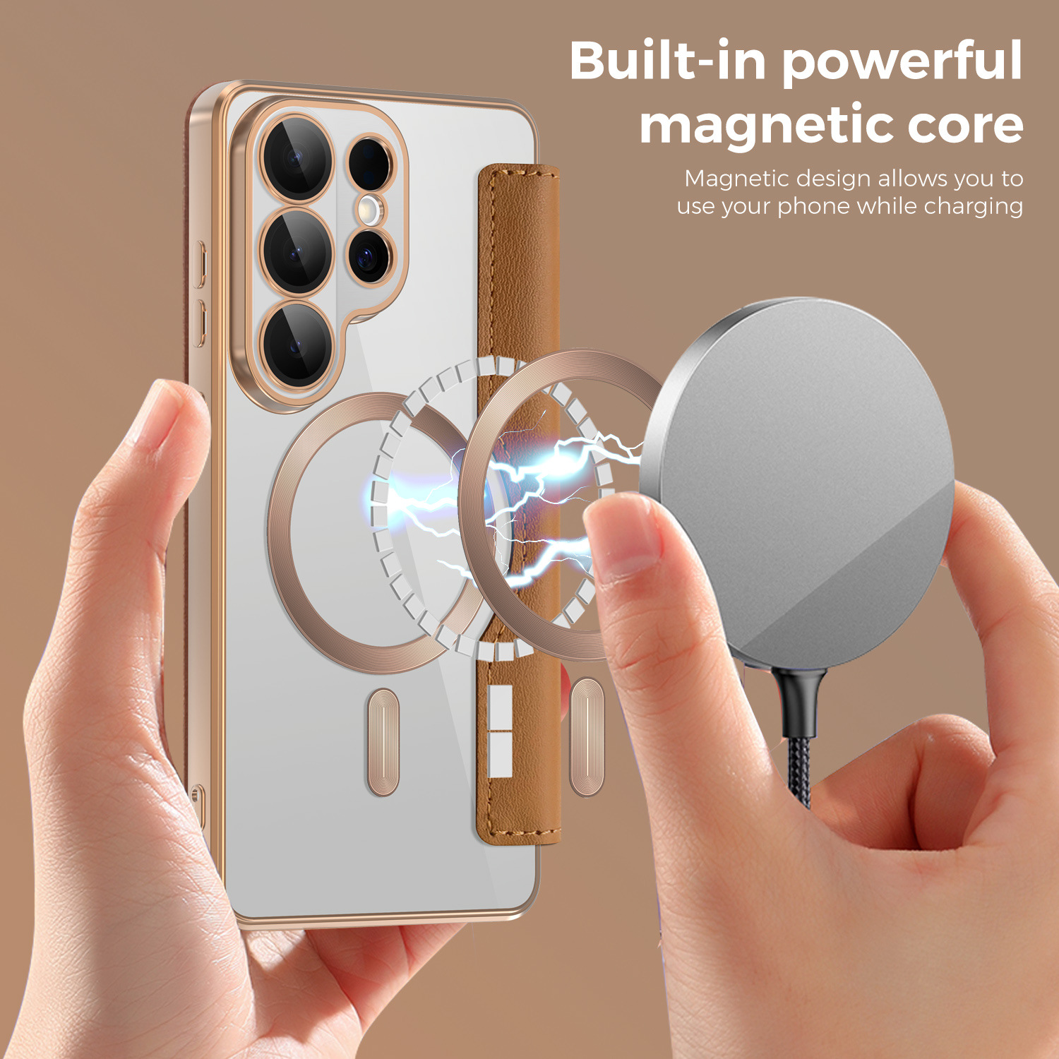 Compatible with Samsung S26 Ultra phone case A57 electroplated magnetic 36 flip leather case S25/24P shockproof protective case