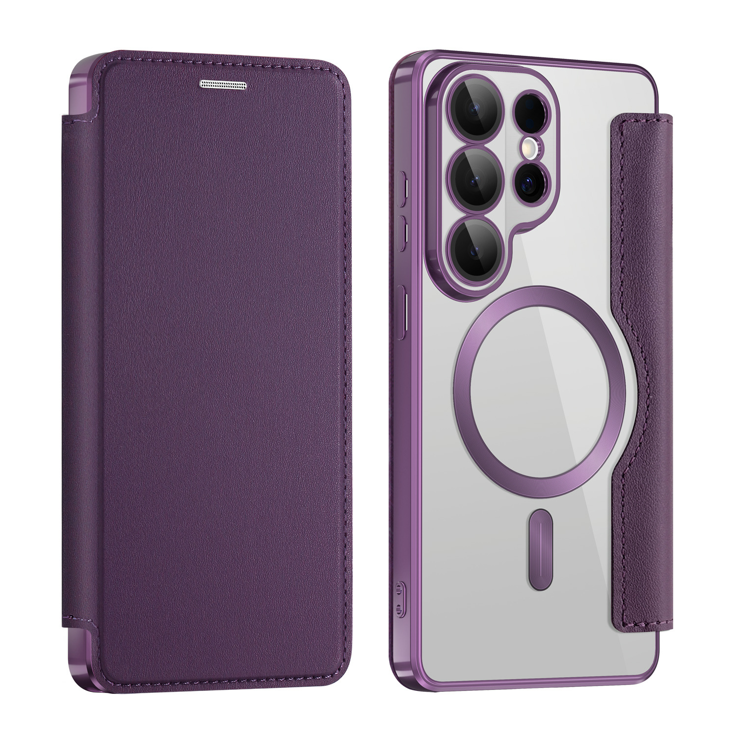 Compatible with Samsung S26 Ultra phone case A57 electroplated magnetic 36 flip leather case S25/24P shockproof protective case