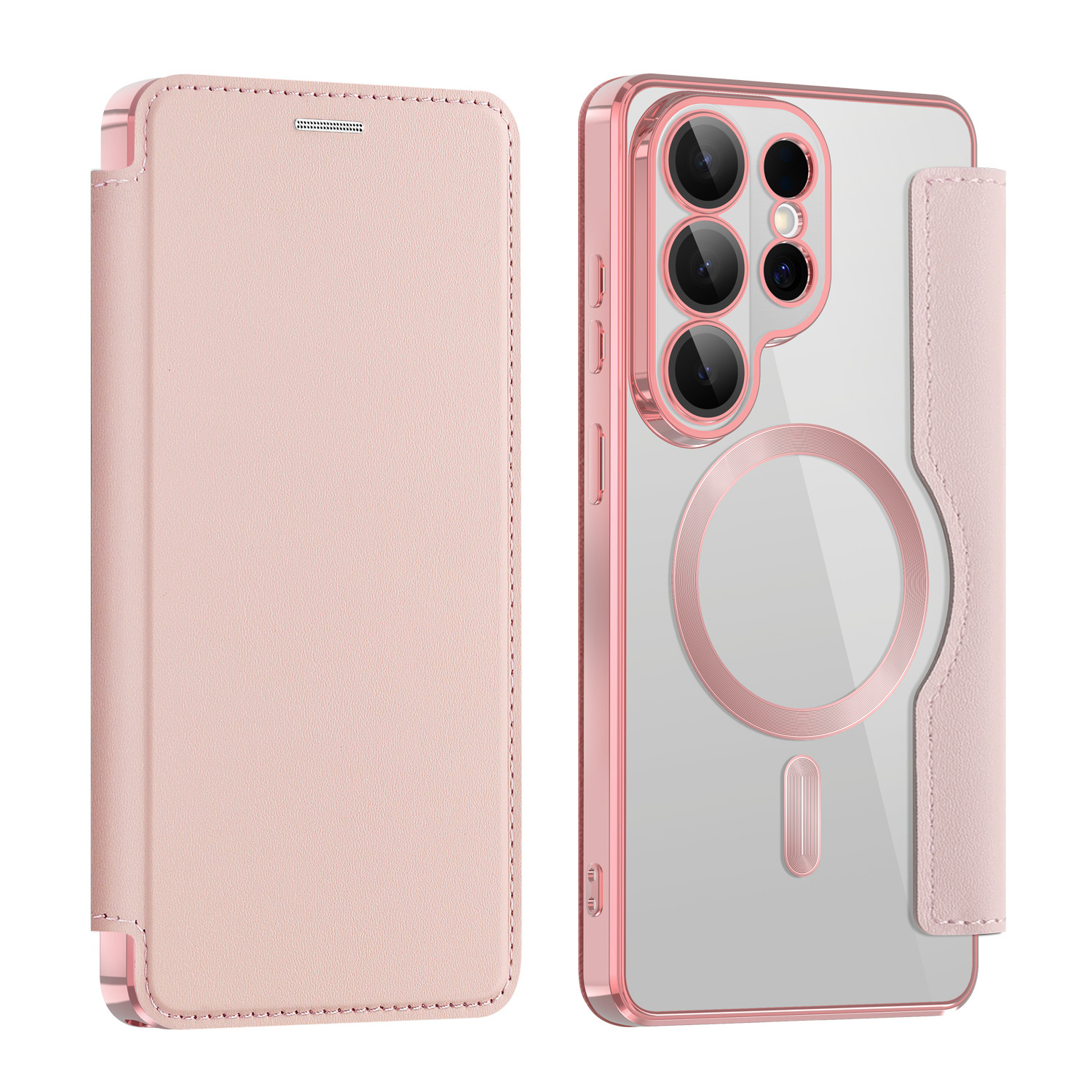Compatible with Samsung S26 Ultra phone case A57 electroplated magnetic 36 flip leather case S25/24P shockproof protective case