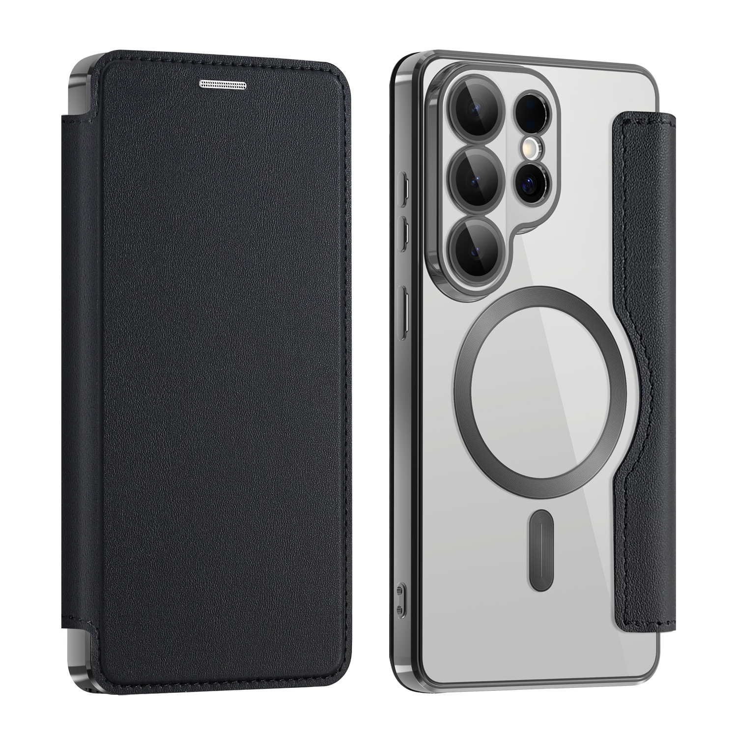 Compatible with Samsung S26 Ultra phone case A57 electroplated magnetic 36 flip leather case S25/24P shockproof protective case