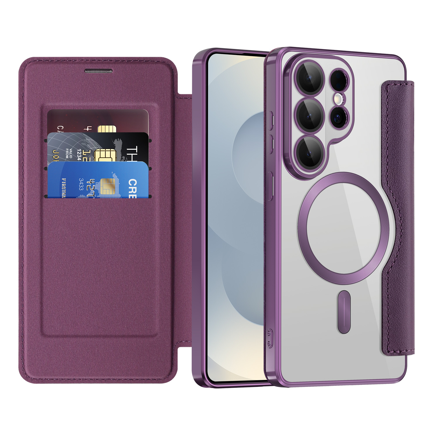 Compatible with Samsung S26 Ultra phone case A57 electroplated magnetic 36 flip leather case S25/24P shockproof protective case