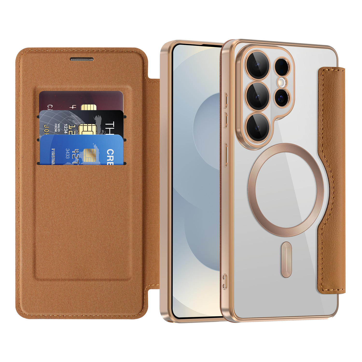Compatible with Samsung S26 Ultra phone case A57 electroplated magnetic 36 flip leather case S25/24P shockproof protective case