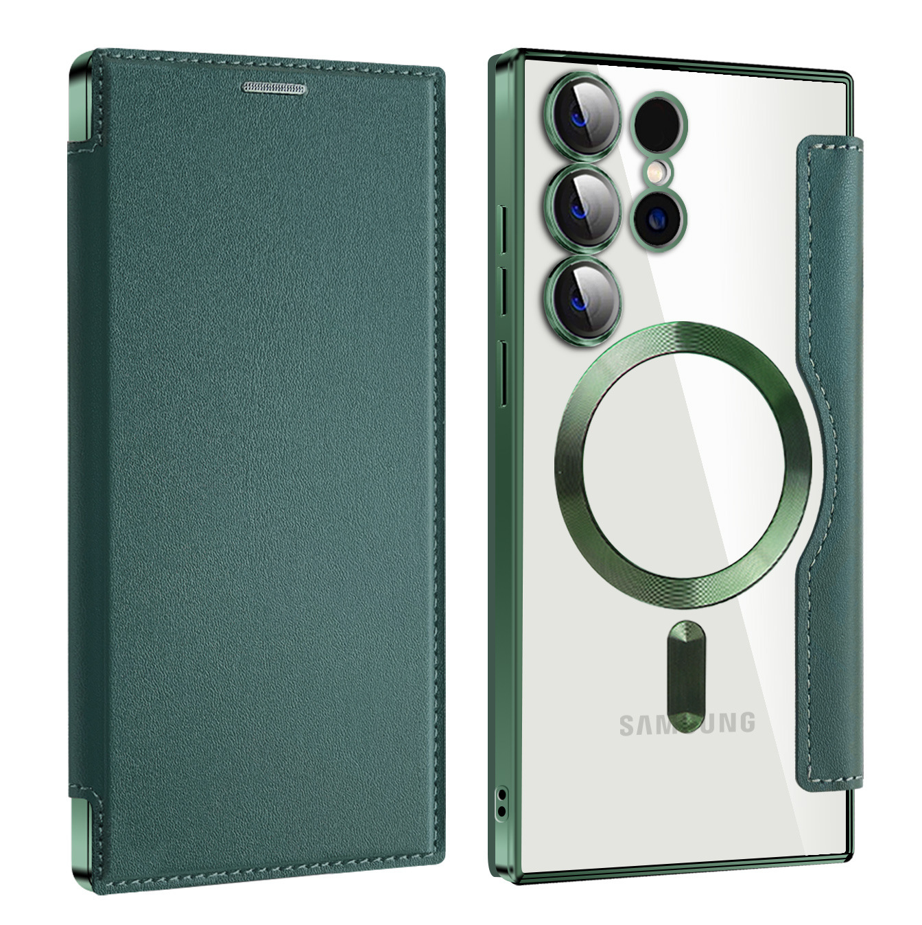 Compatible with Samsung S26 Ultra phone case A57 electroplated magnetic 36 flip leather case S25/24P shockproof protective case