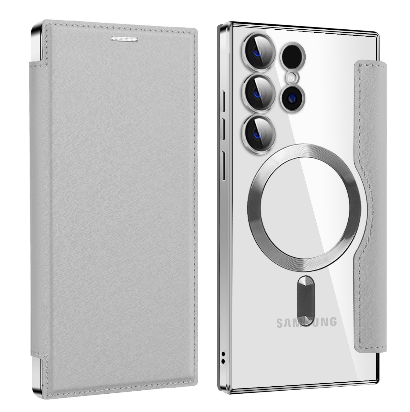 Compatible with Samsung S26 Ultra phone case A57 electroplated magnetic 36 flip leather case S25/24P shockproof protective case