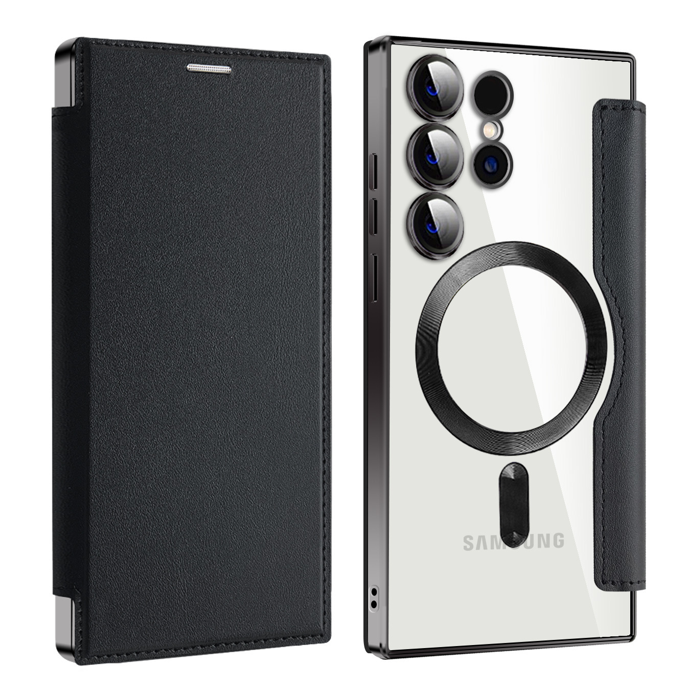 Compatible with Samsung S26 Ultra phone case A57 electroplated magnetic 36 flip leather case S25/24P shockproof protective case