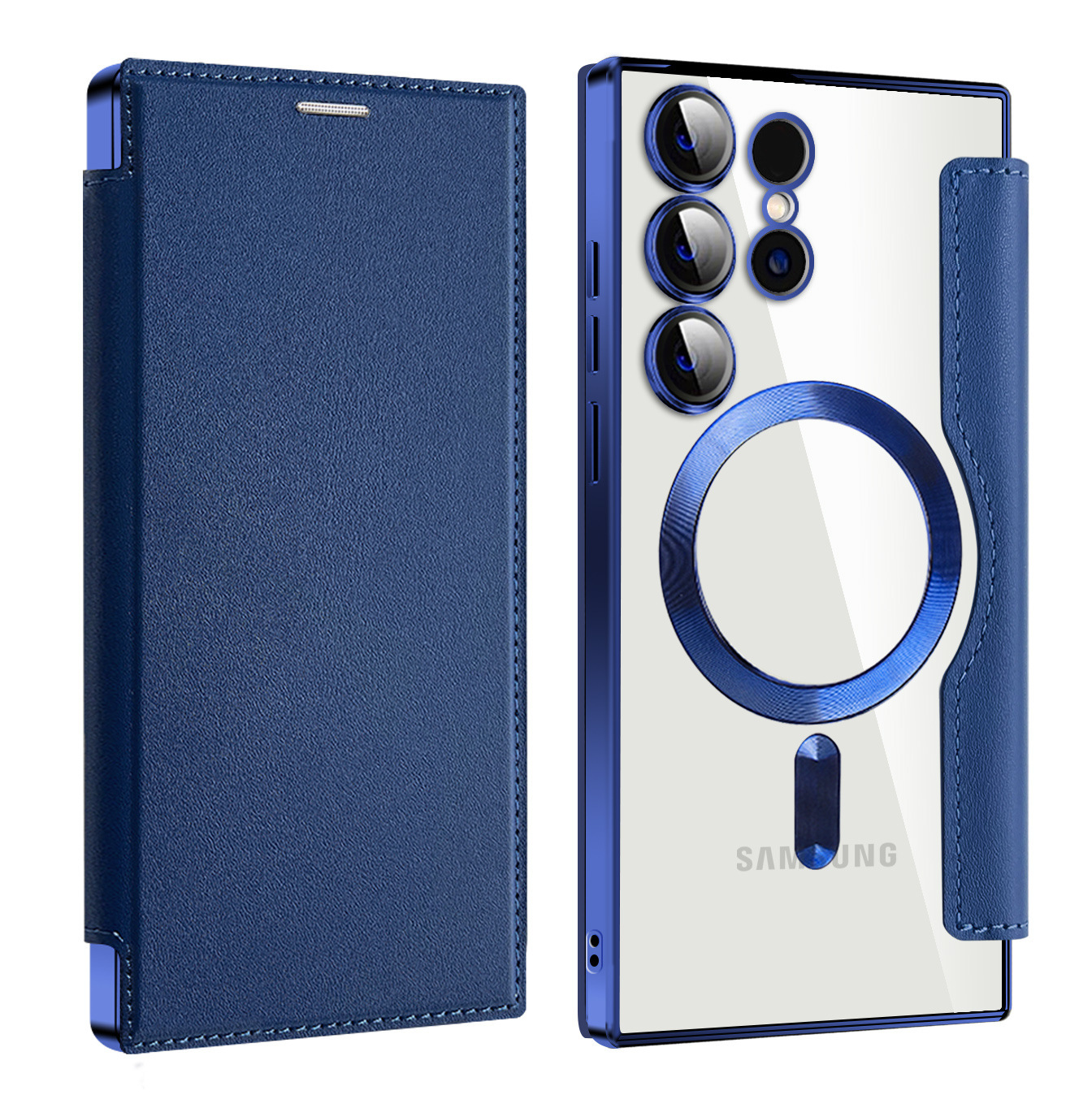 Compatible with Samsung S26 Ultra phone case A57 electroplated magnetic 36 flip leather case S25/24P shockproof protective case