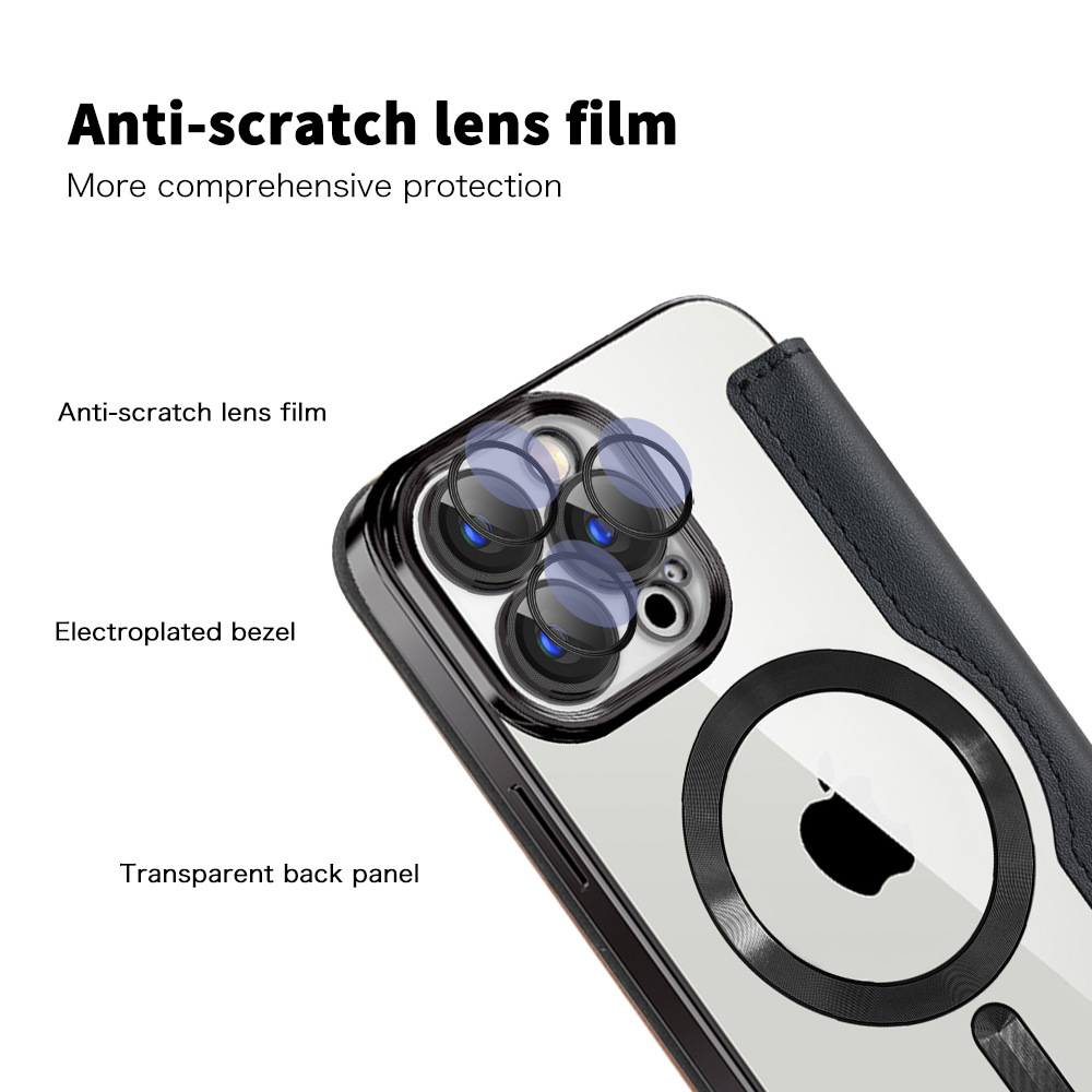 Compatible with Apple 17 Pro phone case 16/15 Pro Max, electroplated magnetic, 14/13, Amazon 12 flip leather case
