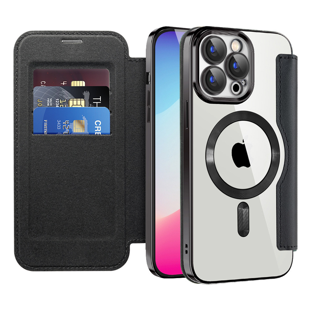 Compatible with Apple 17 Pro phone case 16/15 Pro Max, electroplated magnetic, 14/13, Amazon 12 flip leather case