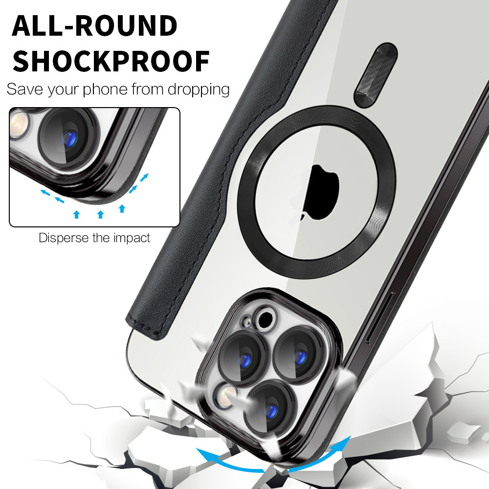 Compatible with Apple 17 Pro phone case 16/15 Pro Max, electroplated magnetic, 14/13, Amazon 12 flip leather case
