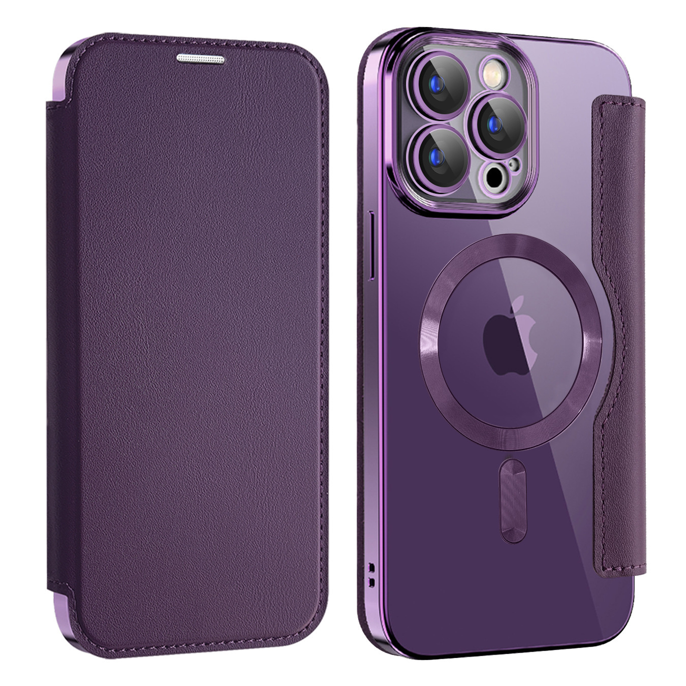Compatible with Apple 17 Pro phone case 16/15 Pro Max, electroplated magnetic, 14/13, Amazon 12 flip leather case