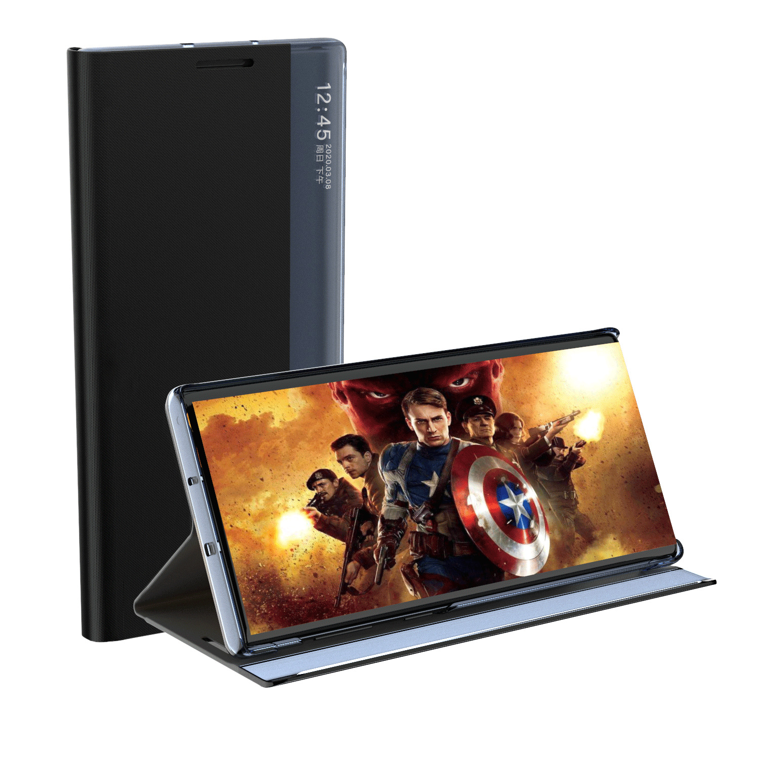 Compatible with Samsung S26 Ultra phone case, S25 Plus smart flip phone with window, S24/23U stand, shockproof leather case