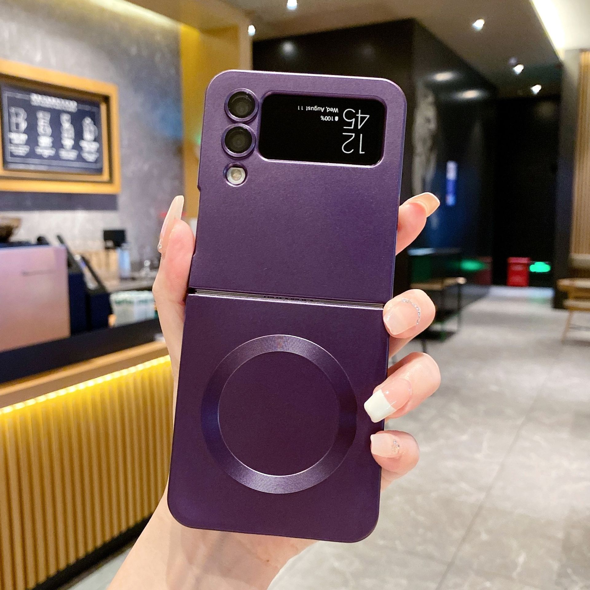 Compatible with Samsung Z Flip 7/6 phone case, 5/4/3 folding screen, magnetic ring, frosted TPU soft case, Amazon.
