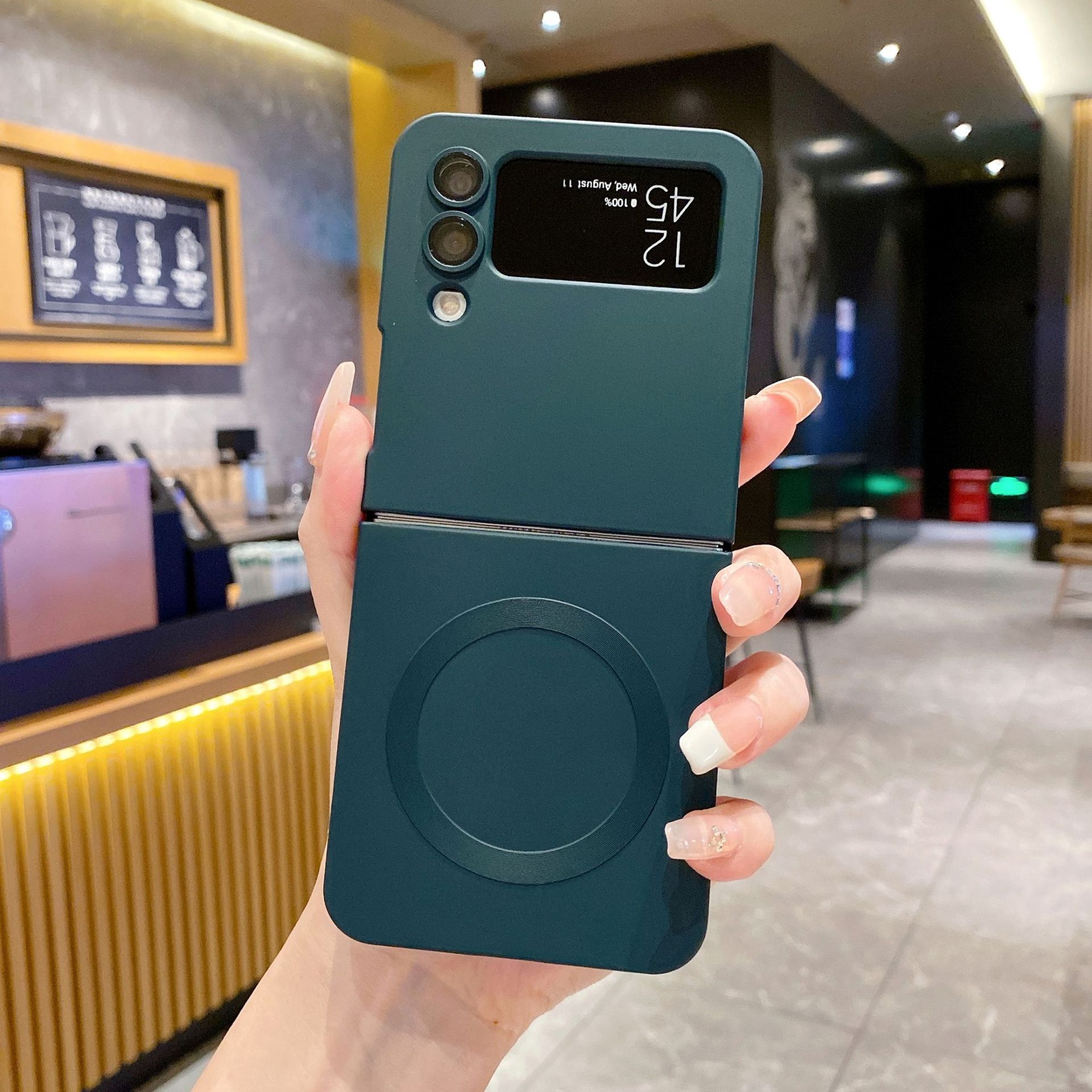 Compatible with Samsung Z Flip 7/6 phone case, 5/4/3 folding screen, magnetic ring, frosted TPU soft case, Amazon.