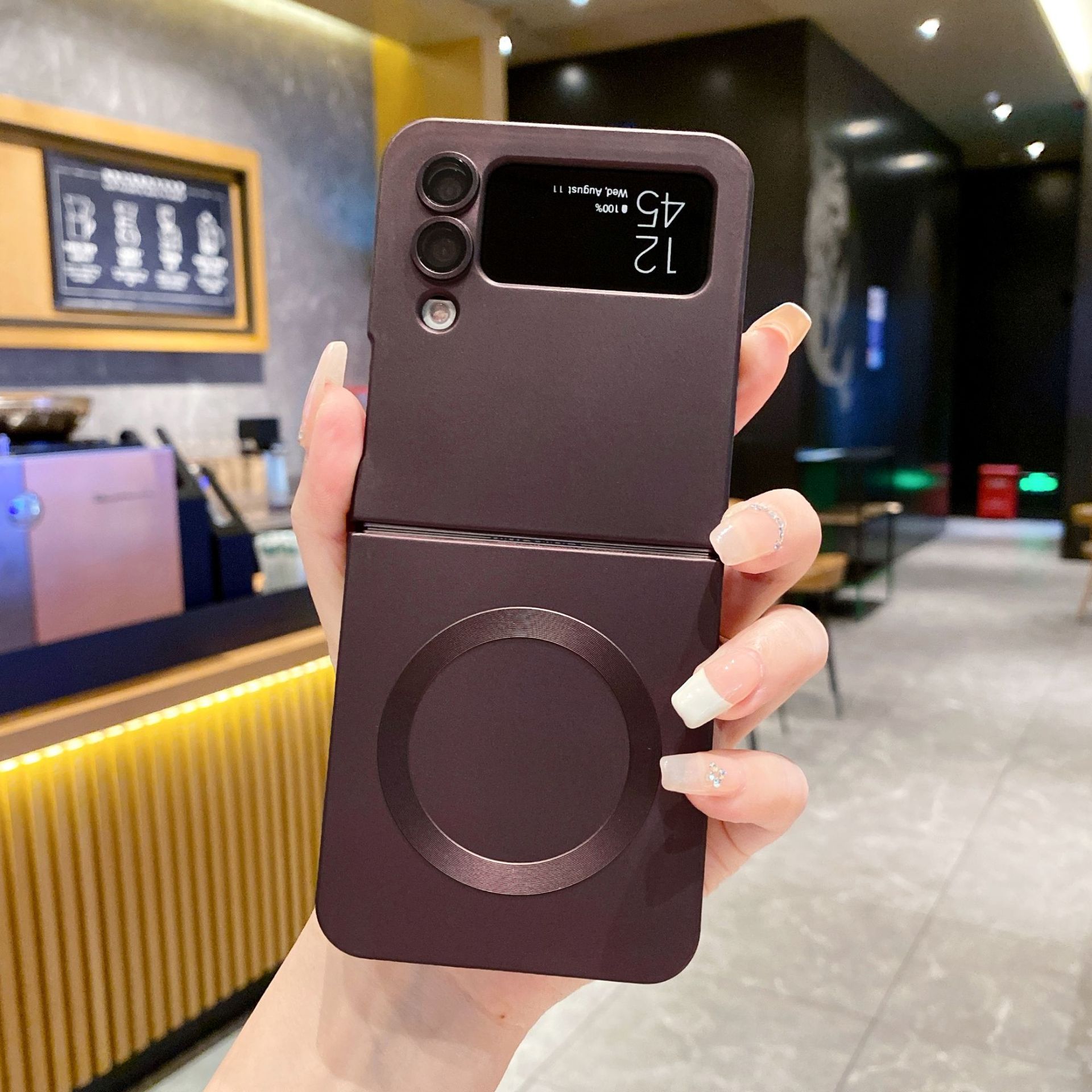 Compatible with Samsung Z Flip 7/6 phone case, 5/4/3 folding screen, magnetic ring, frosted TPU soft case, Amazon.