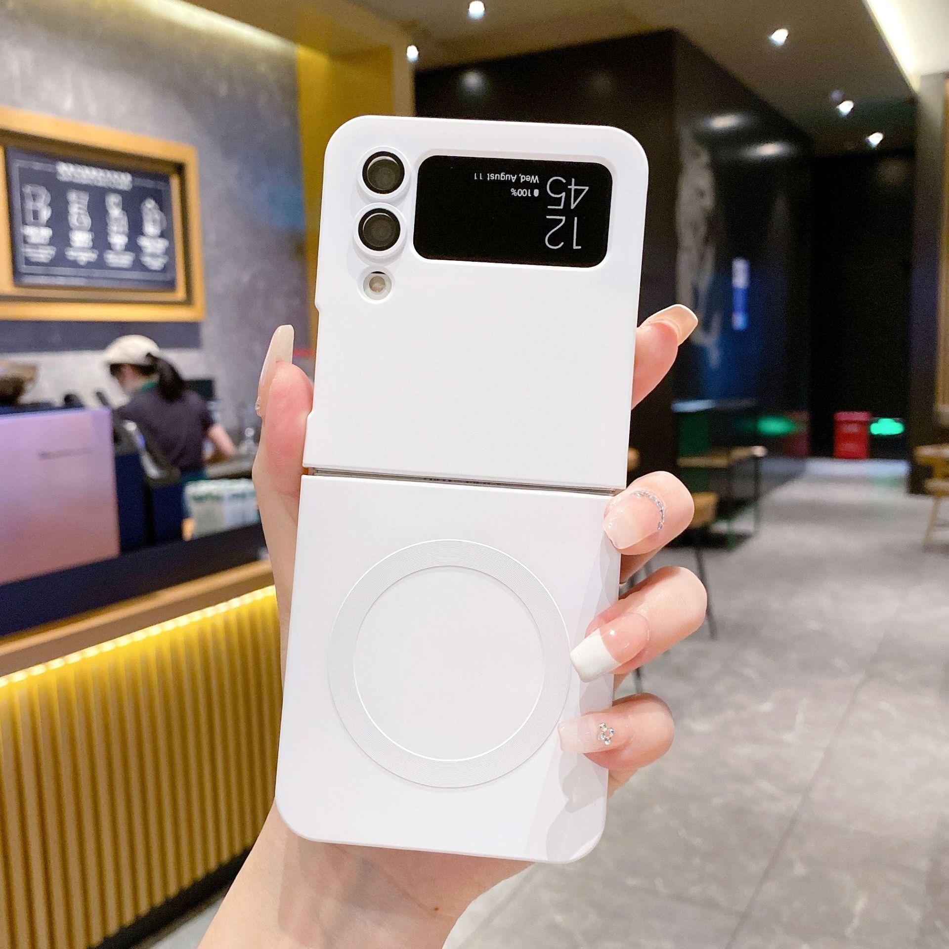Compatible with Samsung Z Flip 7/6 phone case, 5/4/3 folding screen, magnetic ring, frosted TPU soft case, Amazon.
