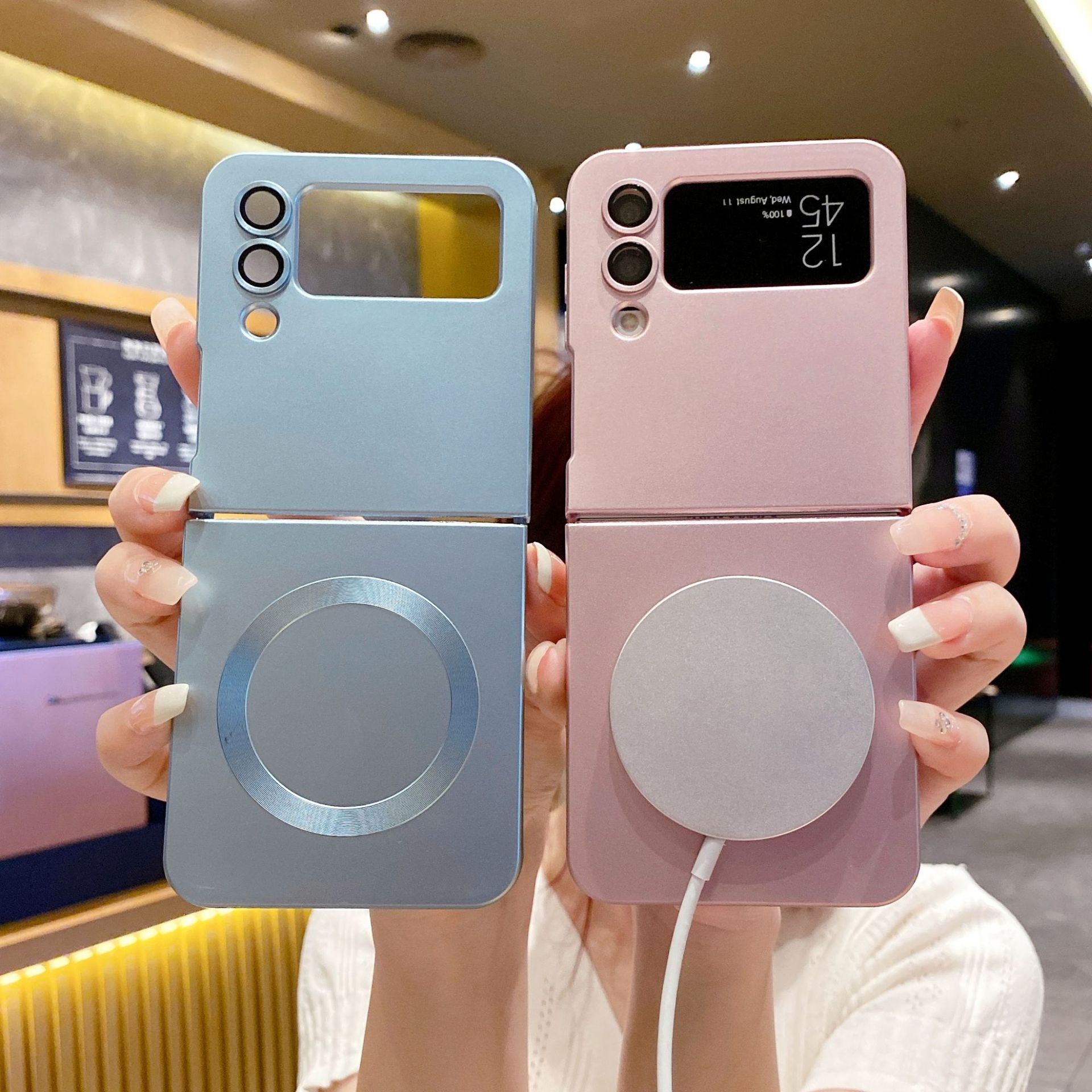 Compatible with Samsung Z Flip 7/6 phone case, 5/4/3 folding screen, magnetic ring, frosted TPU soft case, Amazon.