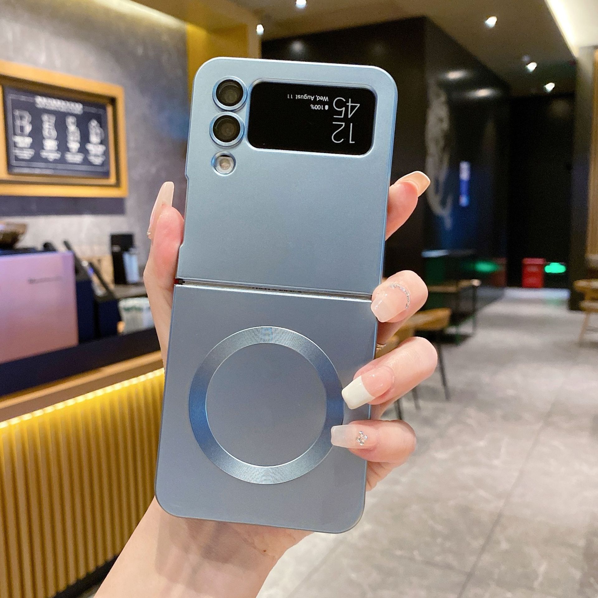 Compatible with Samsung Z Flip 7/6 phone case, 5/4/3 folding screen, magnetic ring, frosted TPU soft case, Amazon.