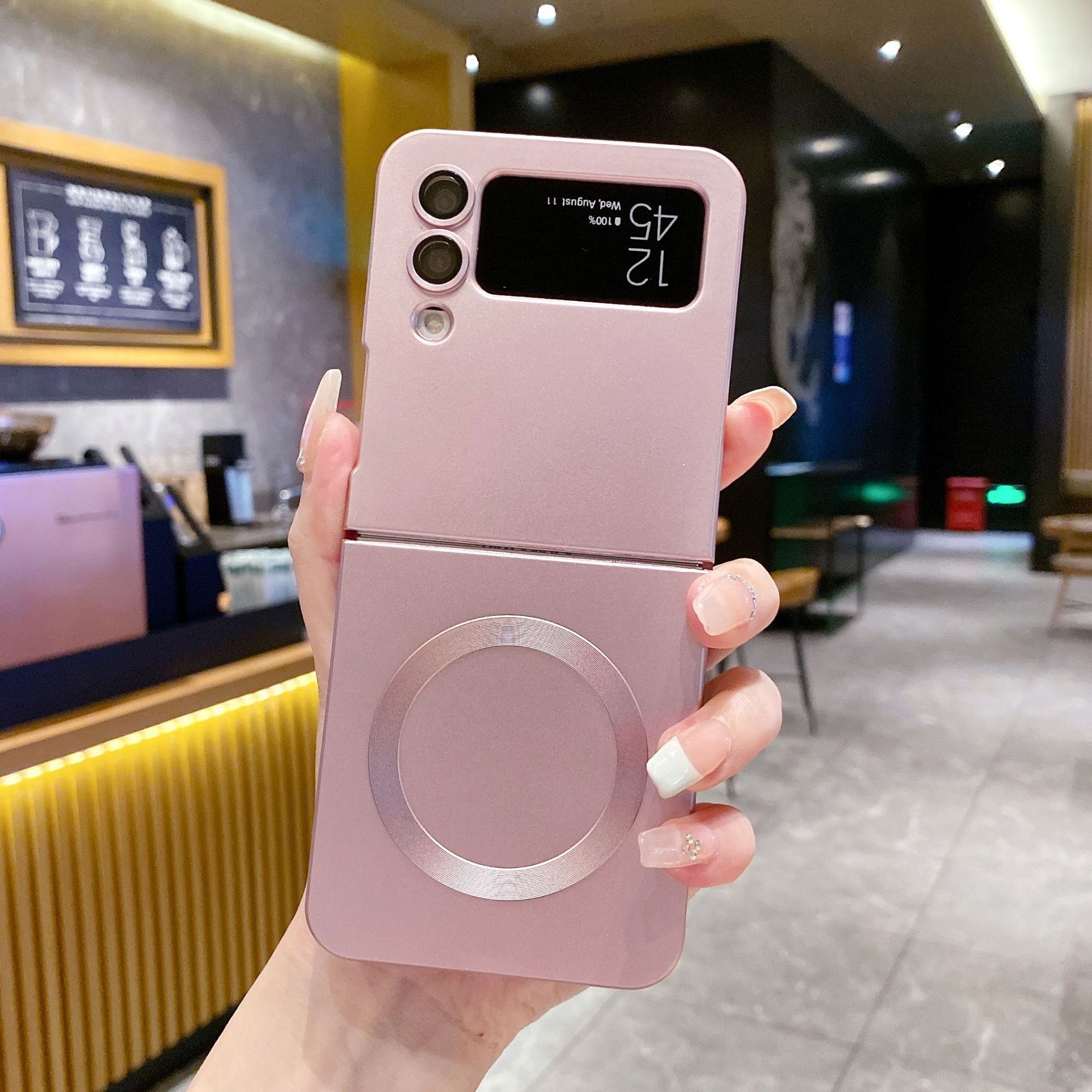 Compatible with Samsung Z Flip 7/6 phone case, 5/4/3 folding screen, magnetic ring, frosted TPU soft case, Amazon.