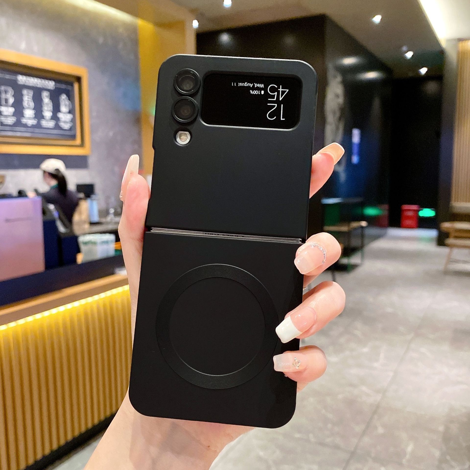 Compatible with Samsung Z Flip 7/6 phone case, 5/4/3 folding screen, magnetic ring, frosted TPU soft case, Amazon.