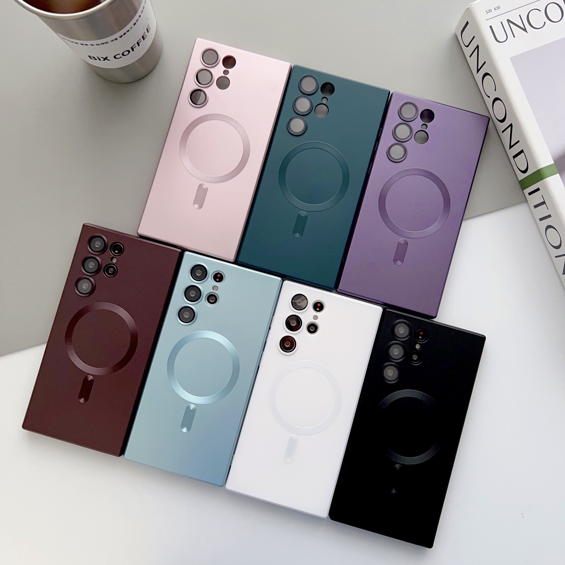 Compatible with Samsung Z Flip 7/6 phone case, 5/4/3 folding screen, magnetic ring, frosted TPU soft case, Amazon.