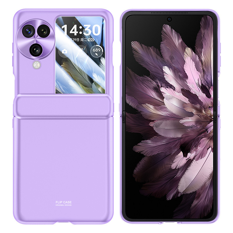 Compatible with OPPO Find N3 Filp phone case, electroplated solid color, spring-loaded central axis hinge, full-coverage protective case.
