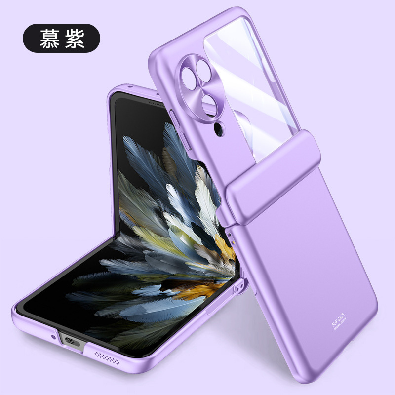 Compatible with OPPO Find N3 Filp phone case, electroplated solid color, spring-loaded central axis hinge, full-coverage protective case.