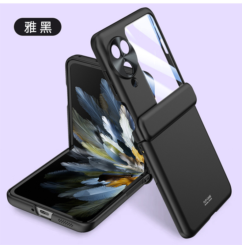 Compatible with OPPO Find N3 Filp phone case, electroplated solid color, spring-loaded central axis hinge, full-coverage protective case.