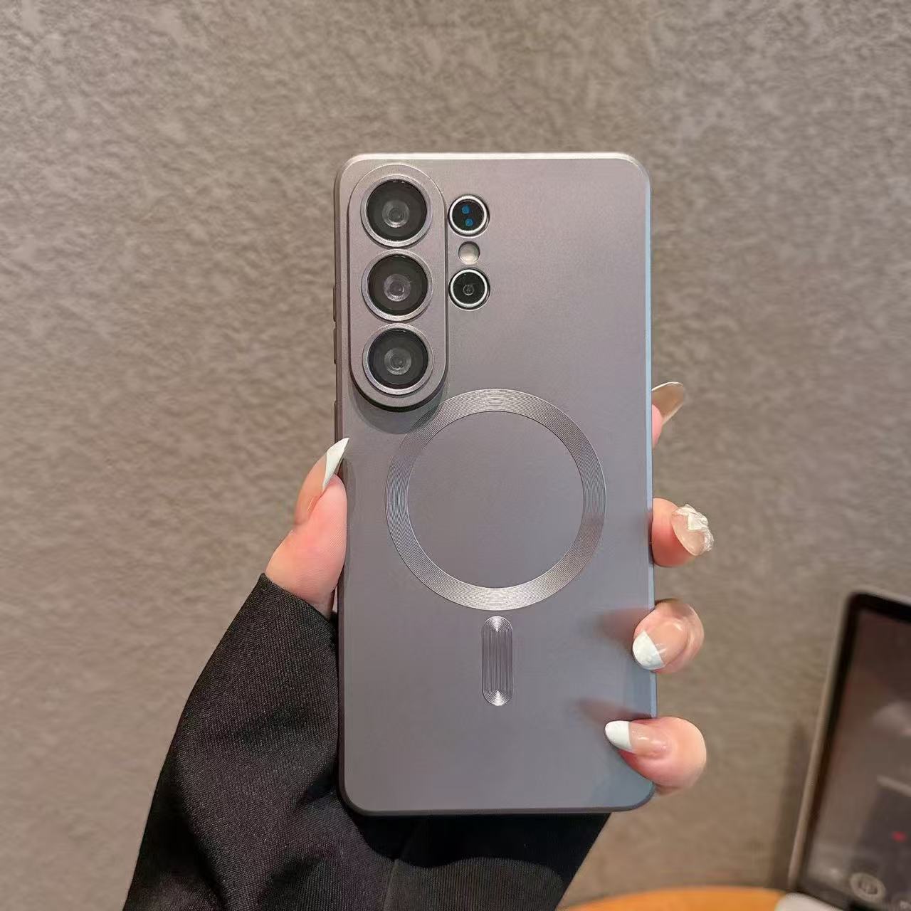 Compatible with Samsung S26/25 ULTRA phone case A57, wireless charging, magnetic closure, S24 Plus, dustproof mesh, A36 protective case