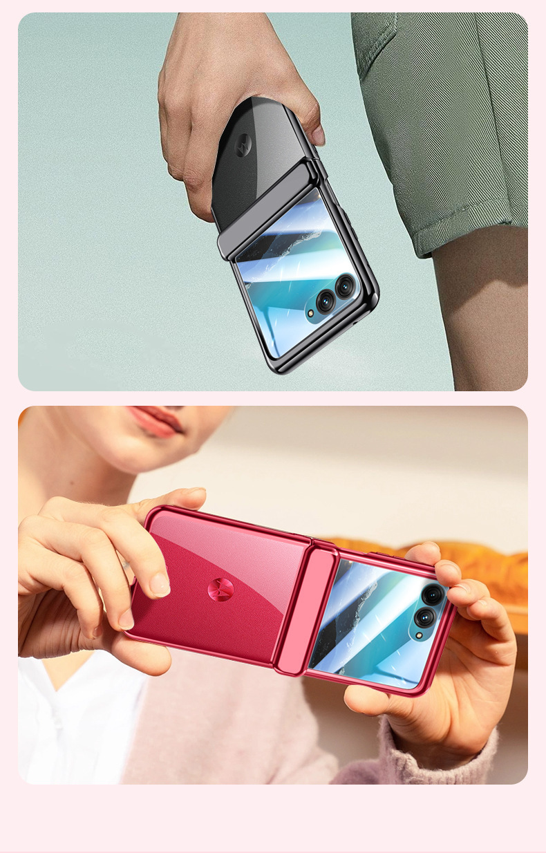 Compatible with MOTO RAZR40 Ultra phone case, electroplated solid color, spring hinge, full-coverage shockproof protective case.