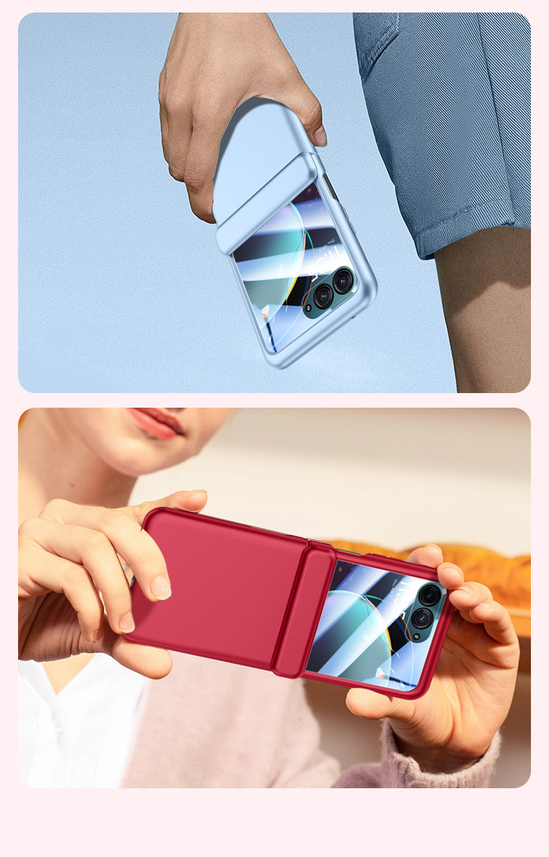 Compatible with MOTO RAZR40 Ultra phone case, electroplated solid color, spring hinge, full-coverage shockproof protective case.