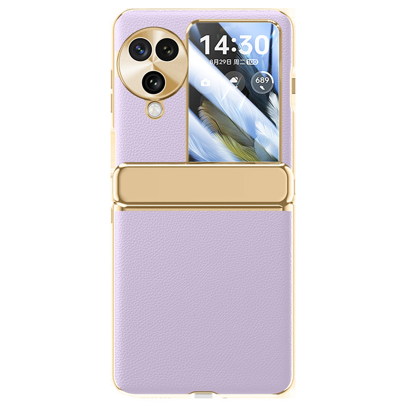 Compatible with OPPO Find N3 Flip phone case, electroplated leather, hinge, full-coverage drop-proof protective case.