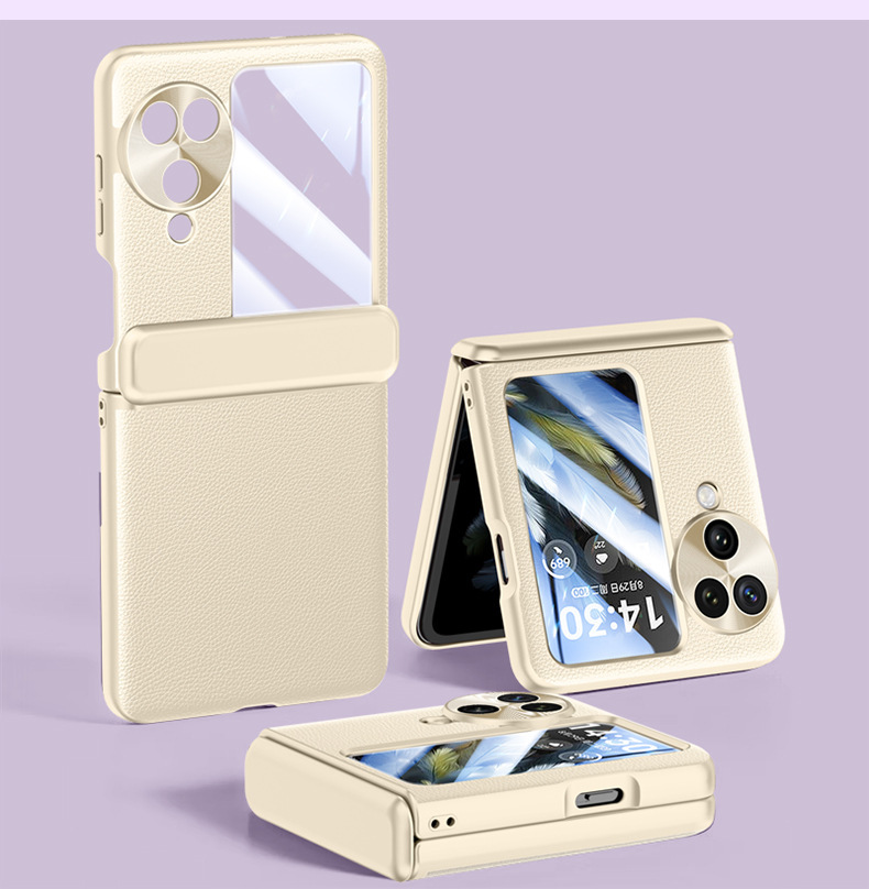 Compatible with OPPO Find N3 Flip phone case, electroplated leather, hinge, full-coverage drop-proof protective case.