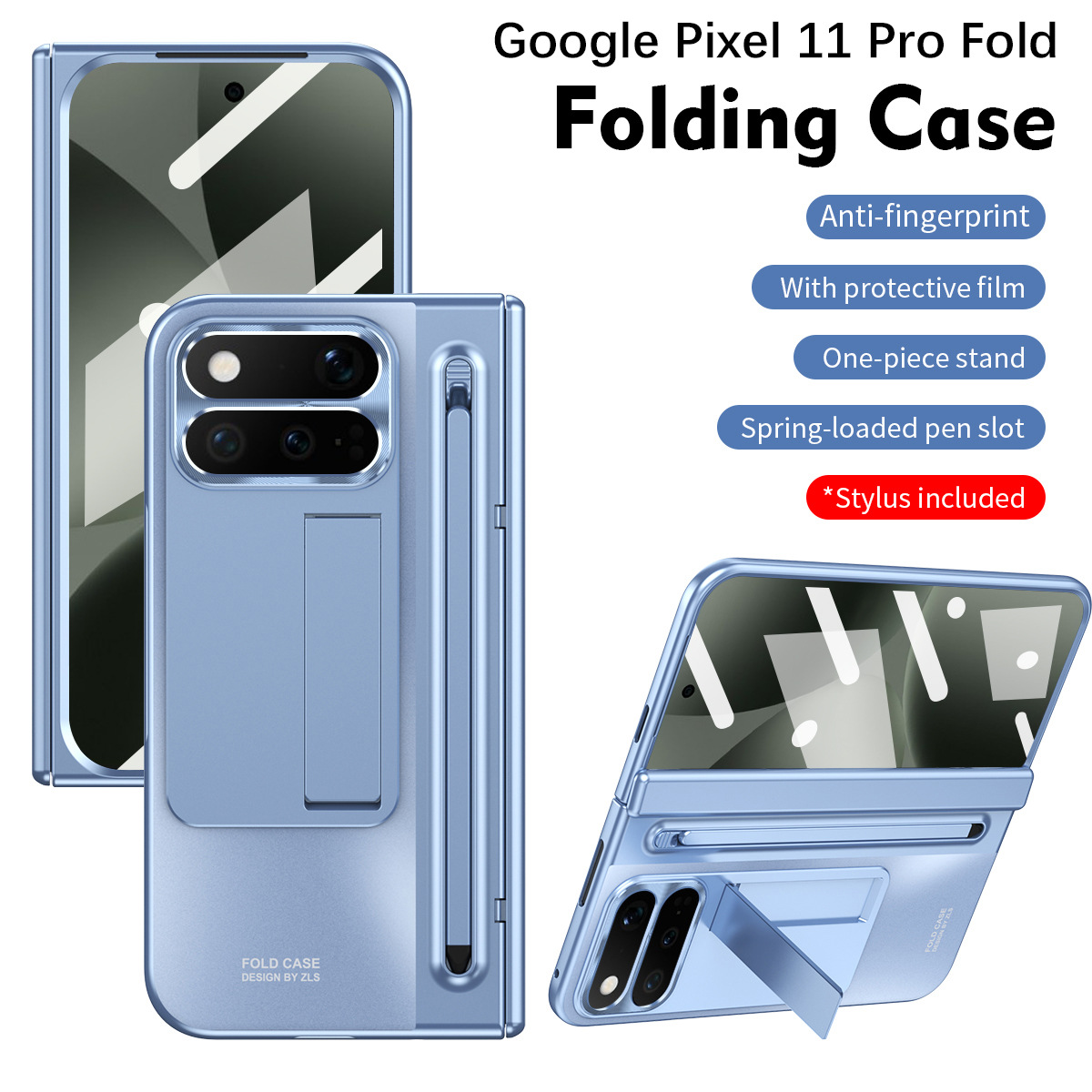 Compatible with Google Pixel 11 Fold phone case 10/9proF with pen, spring hinge, full-coverage protective case.