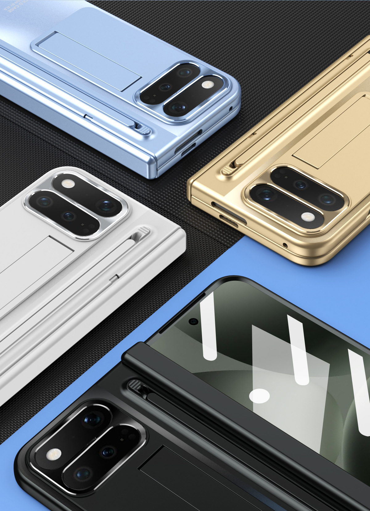 Compatible with Google Pixel 11 Fold phone case 10/9proF with pen, spring hinge, full-coverage protective case.