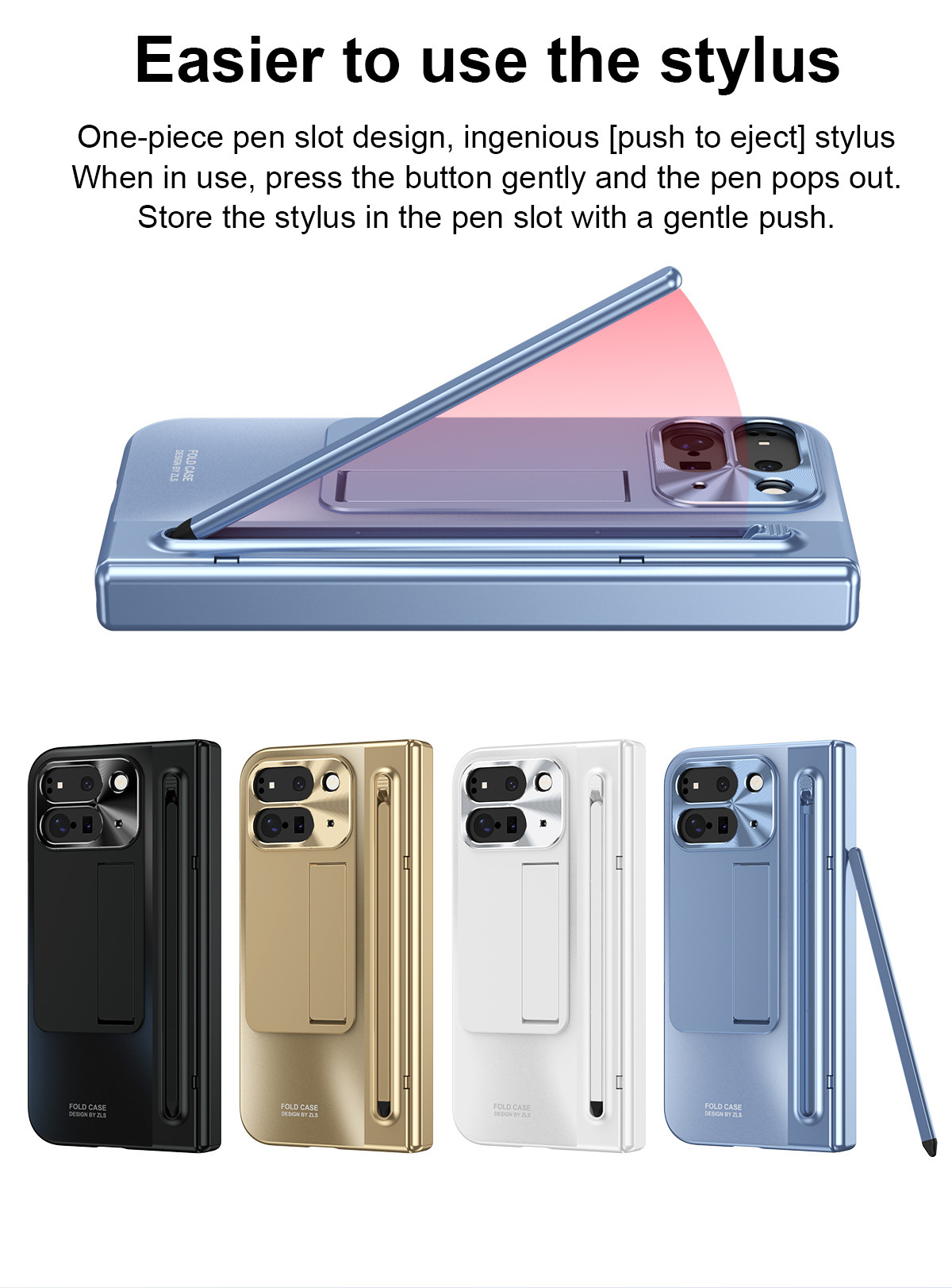 Compatible with Google Pixel 11 Fold phone case 10/9proF with pen, spring hinge, full-coverage protective case.