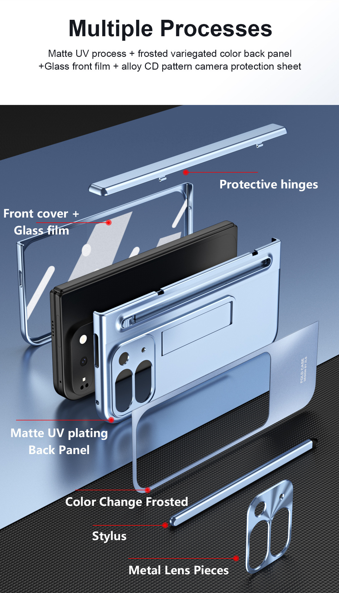 Compatible with Google Pixel 11 Fold phone case 10/9proF with pen, spring hinge, full-coverage protective case.