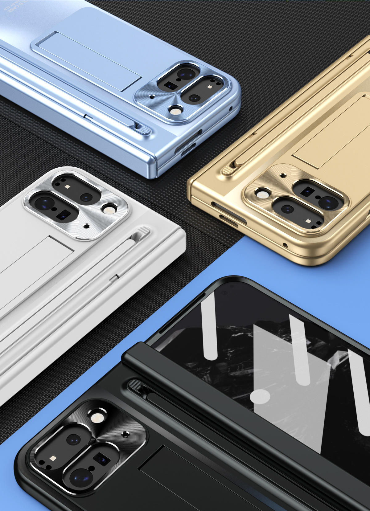 Compatible with Google Pixel 11 Fold phone case 10/9proF with pen, spring hinge, full-coverage protective case.