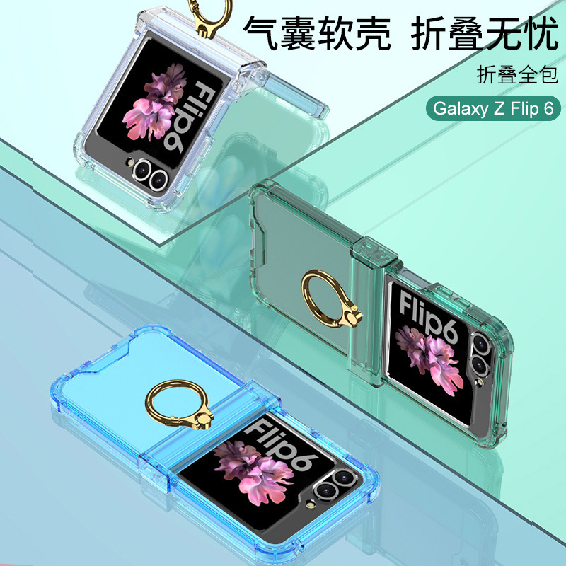 Compatible with Samsung Z Flip 6/5 phone case, hinge ring holder, tempered glass screen protector, and foldable screen protector.