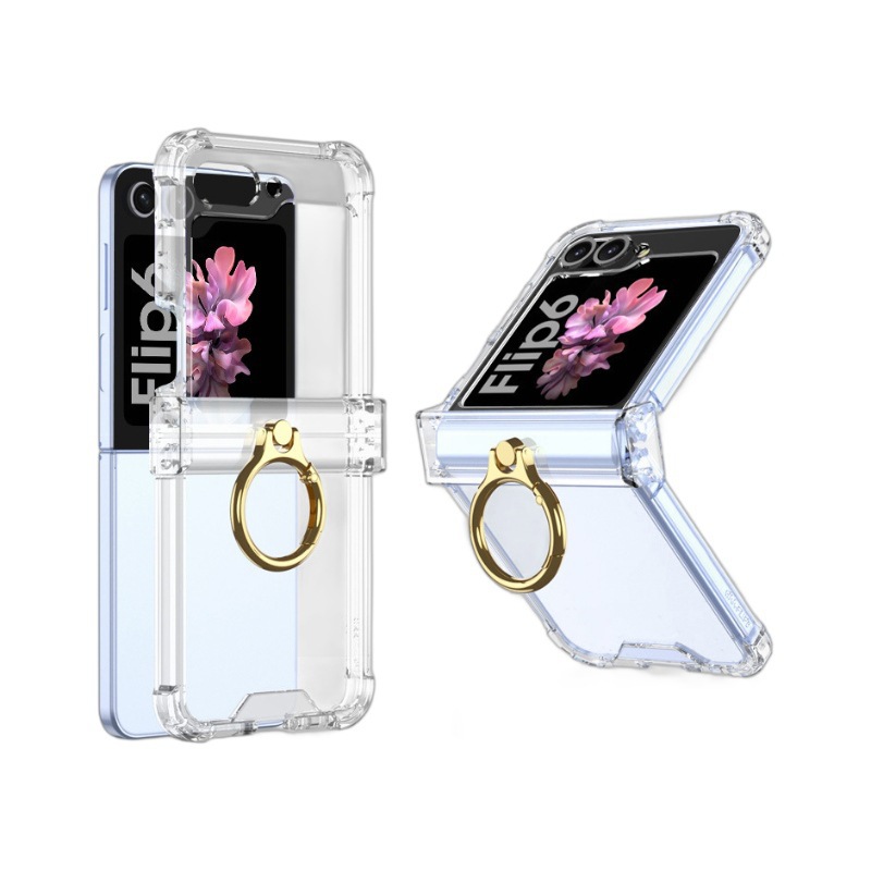 Compatible with Samsung Z Flip 6/5 phone case, hinge ring holder, tempered glass screen protector, and foldable screen protector.