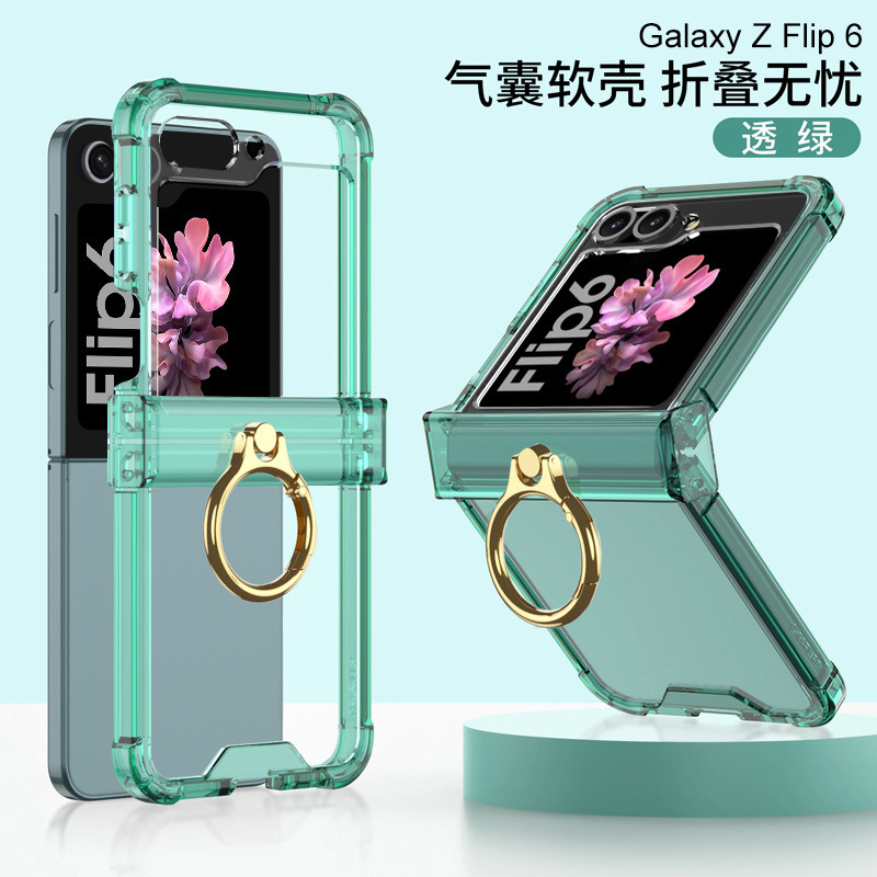 Compatible with Samsung Z Flip 6/5 phone case, hinge ring holder, tempered glass screen protector, and foldable screen protector.