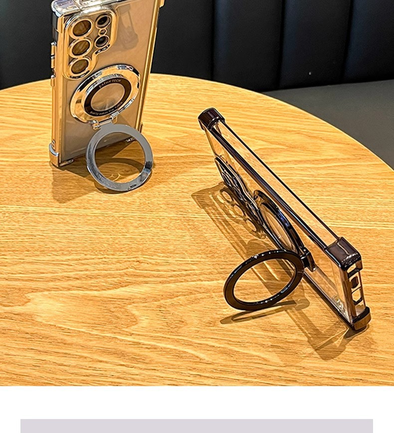 Compatible with Samsung S26/25 Ultra phone case A55 transparent airbag S24 magnetic stand electroplated drop-proof hard case