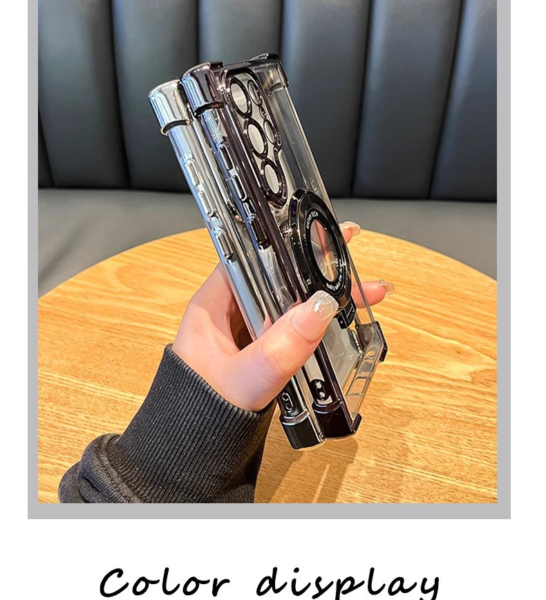 Compatible with Samsung S26/25 Ultra phone case A55 transparent airbag S24 magnetic stand electroplated drop-proof hard case